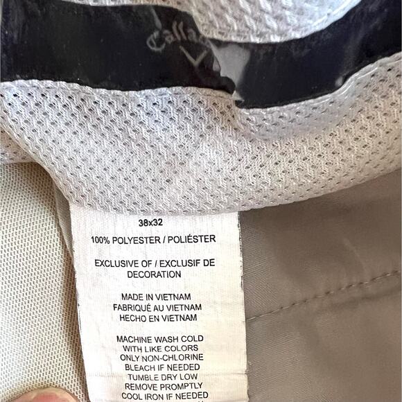 Callaway Men’s Golf Pants 38x32 Tan Flat Front Performance Stretch - Picture 4 of 5